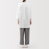 婦人　乾きやすい　ブロード七分袖シャツチュニック