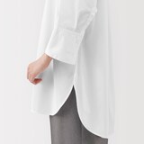 婦人　乾きやすい　ブロード七分袖シャツチュニック
