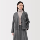 婦人　縦横ストレッチ起毛カーディガン