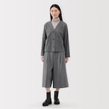 婦人　縦横ストレッチ起毛カーディガン