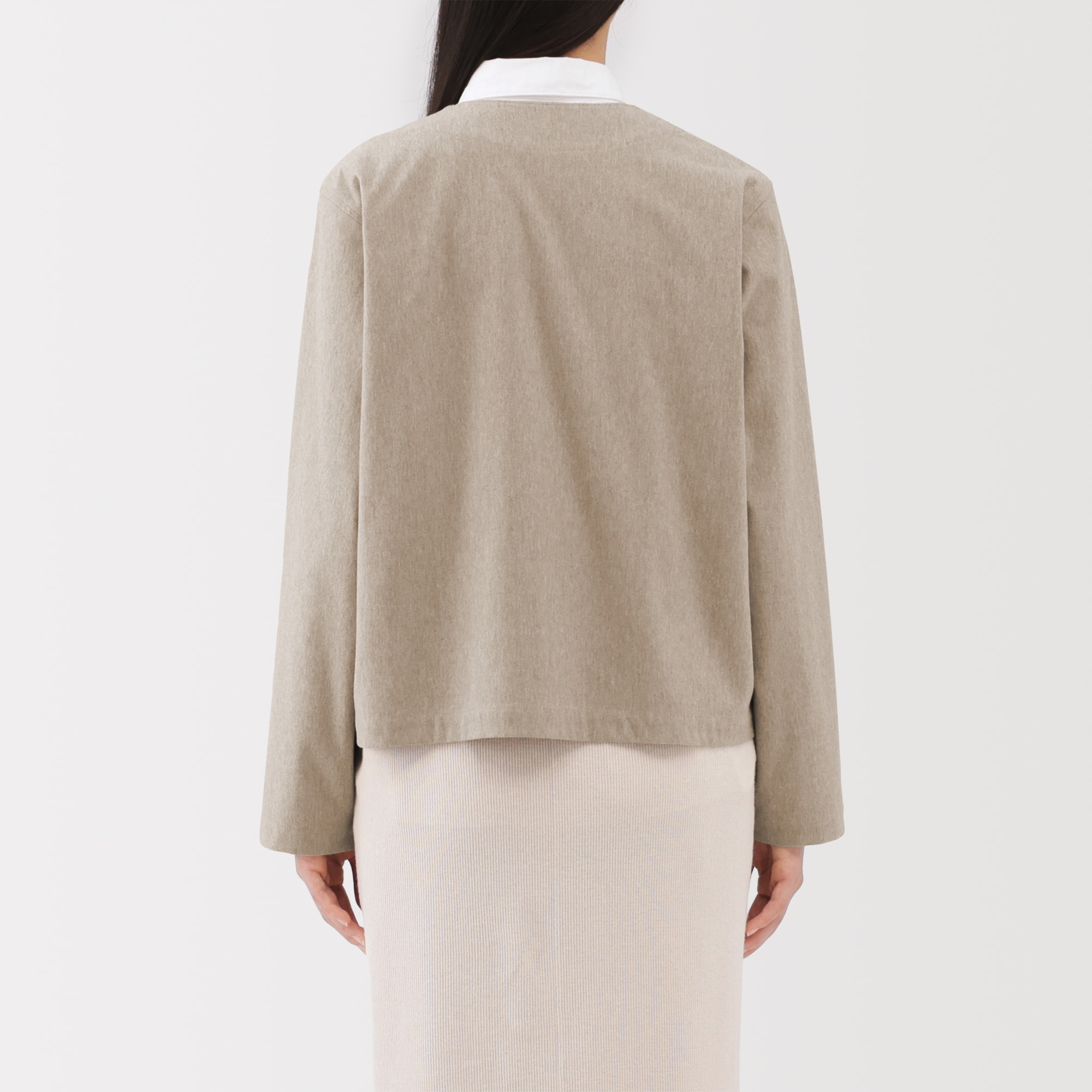 婦人　縦横ストレッチ起毛カーディガン