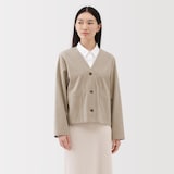 婦人　縦横ストレッチ起毛カーディガン