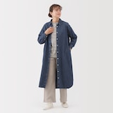 婦人　洗いざらし　デニム長袖シャツワンピース