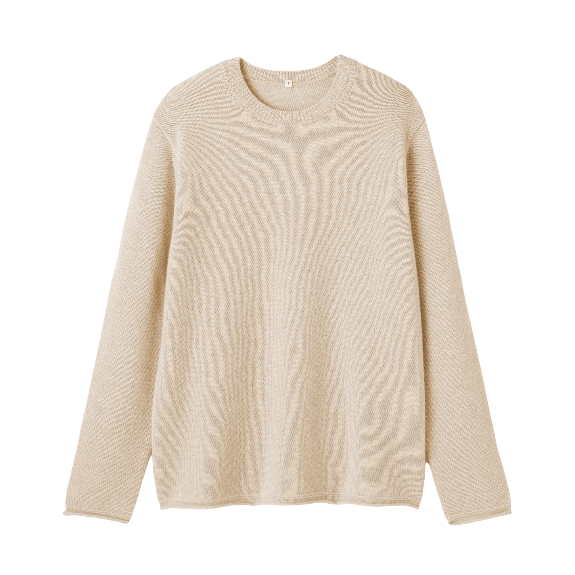 紳士　自然のまんまの色　カシミヤクルーネックセーター