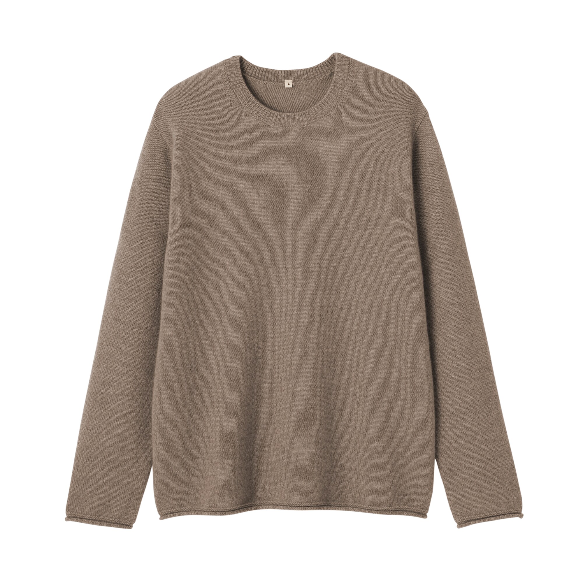 紳士　自然のまんまの色　カシミヤクルーネックセーター