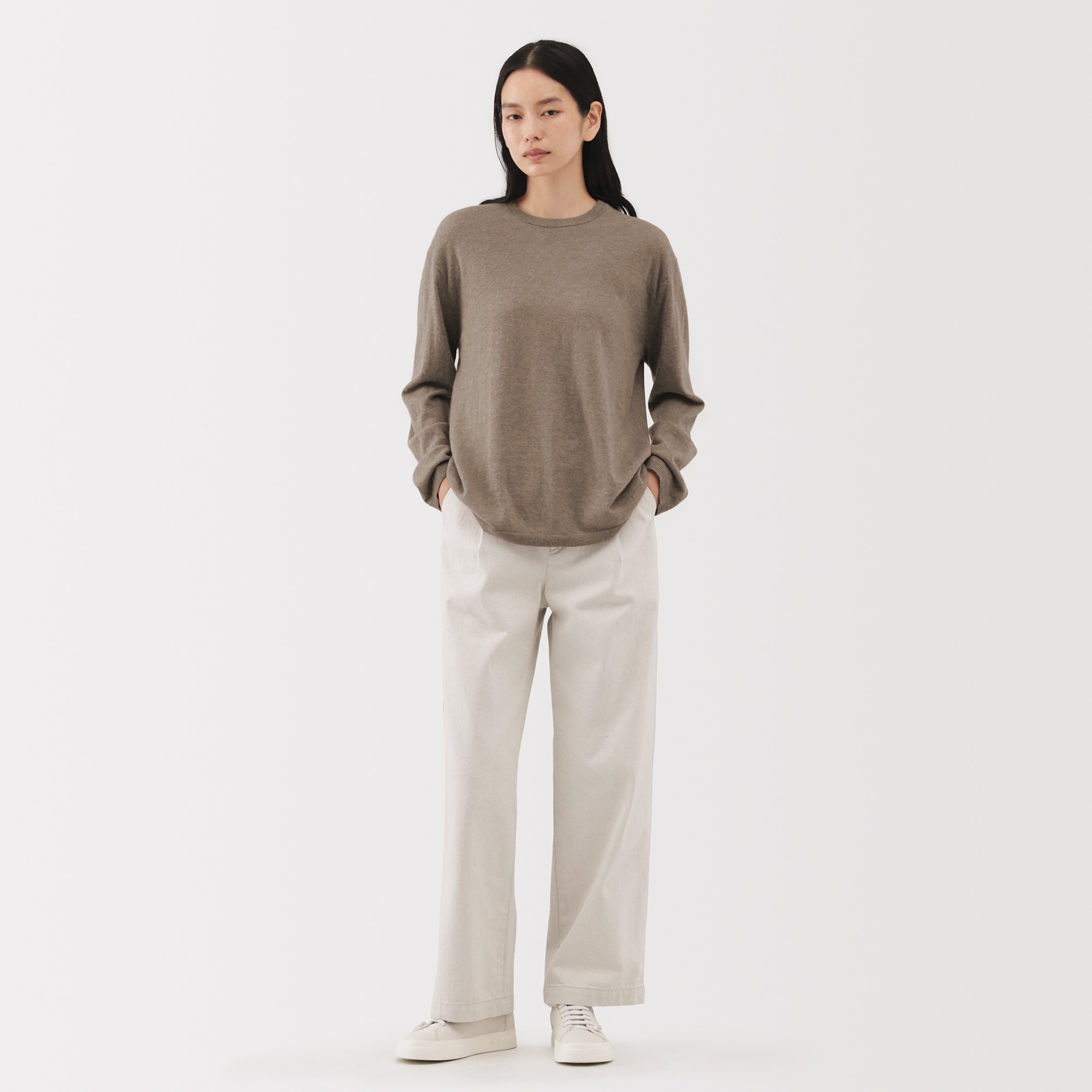 MUJI Labo 無印良品 自然のまんまの色 カシミヤクルーネックセーター L 婦人 自然のまんまの色 カシミヤクルーネックセーター | 無印良品