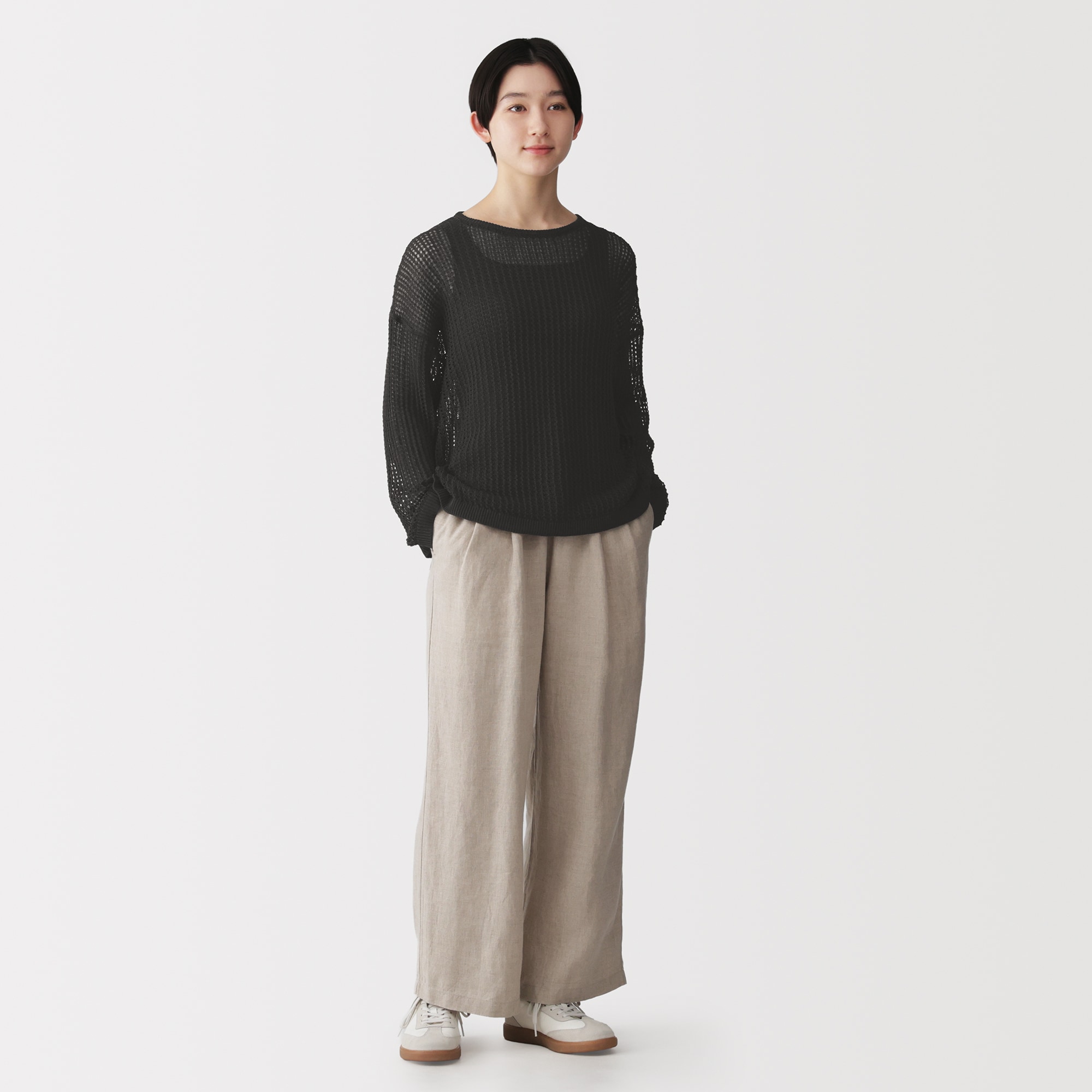 婦人 リネン混透かし編みワイドセーター | 無印良品