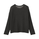 婦人　リネン混透かし編みワイドセーター