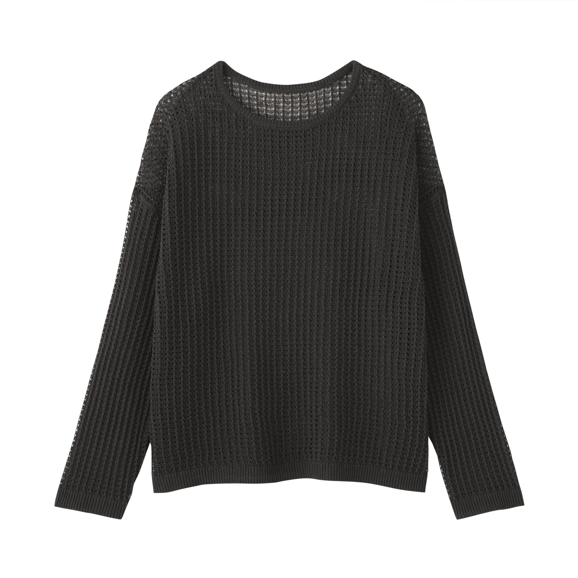 婦人　リネン混透かし編みワイドセーター