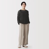 婦人　リネン混透かし編みワイドセーター