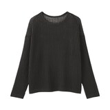 婦人　リネン混透かし編みワイドセーター