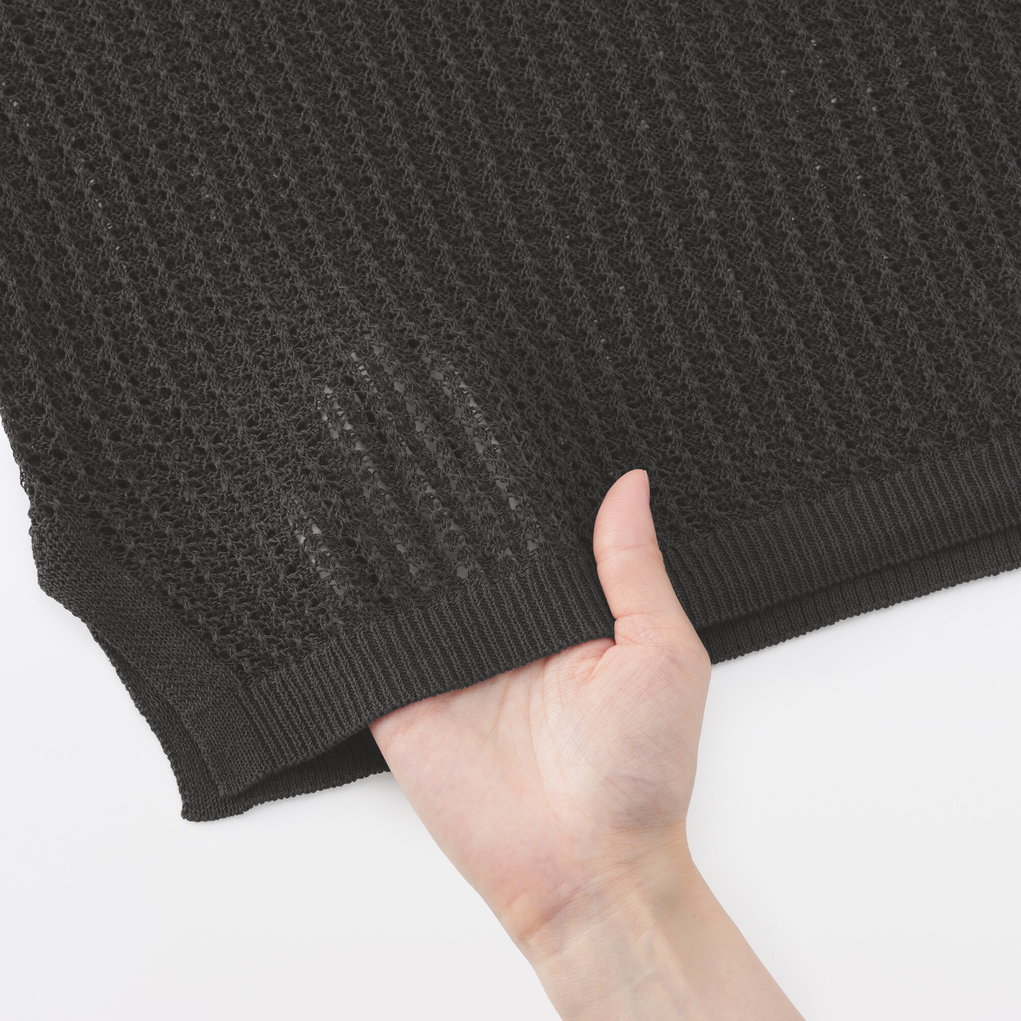 婦人　リネン混透かし編みワイドセーター