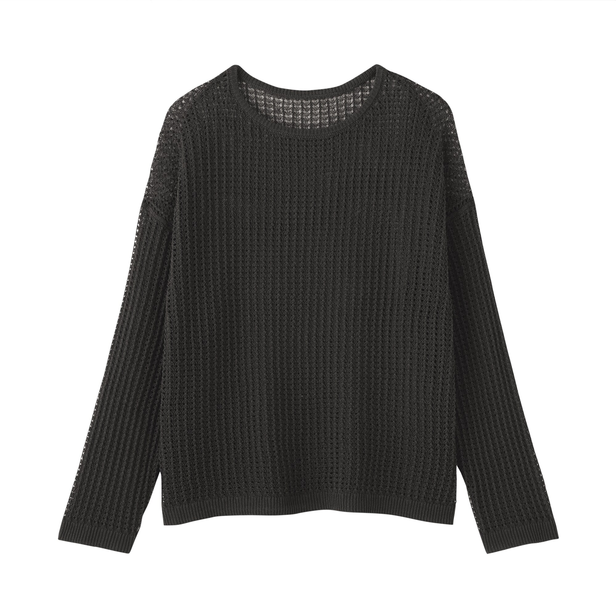 婦人　リネン混透かし編みワイドセーター