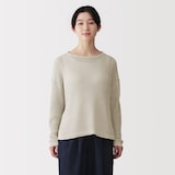 婦人　リネン混透かし編みワイドセーター