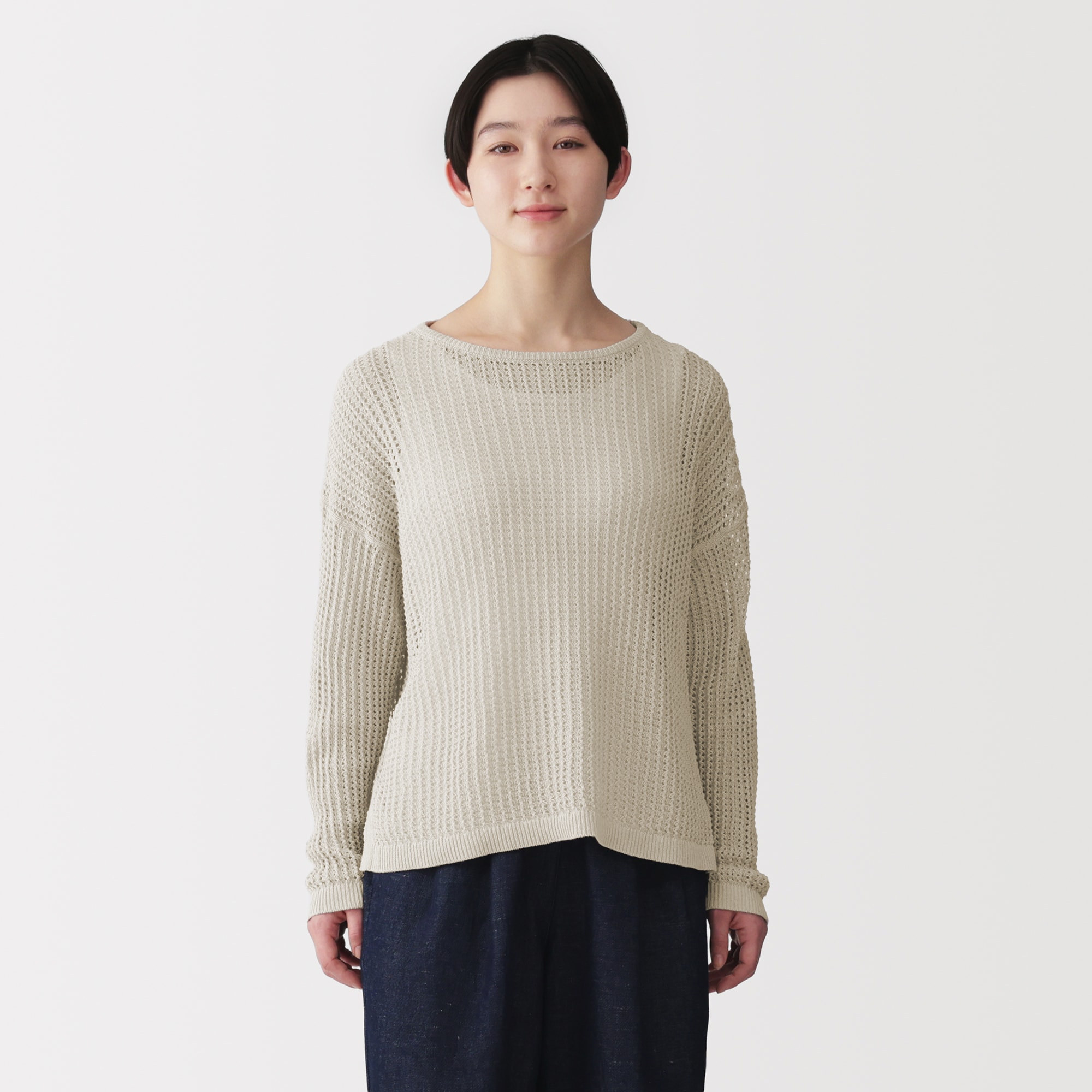 婦人 リネン混透かし編みワイドセーター | 無印良品