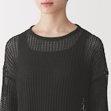 婦人　リネン混透かし編みワイドセーター