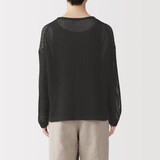 婦人　リネン混透かし編みワイドセーター