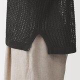 婦人　リネン混透かし編みワイドセーター