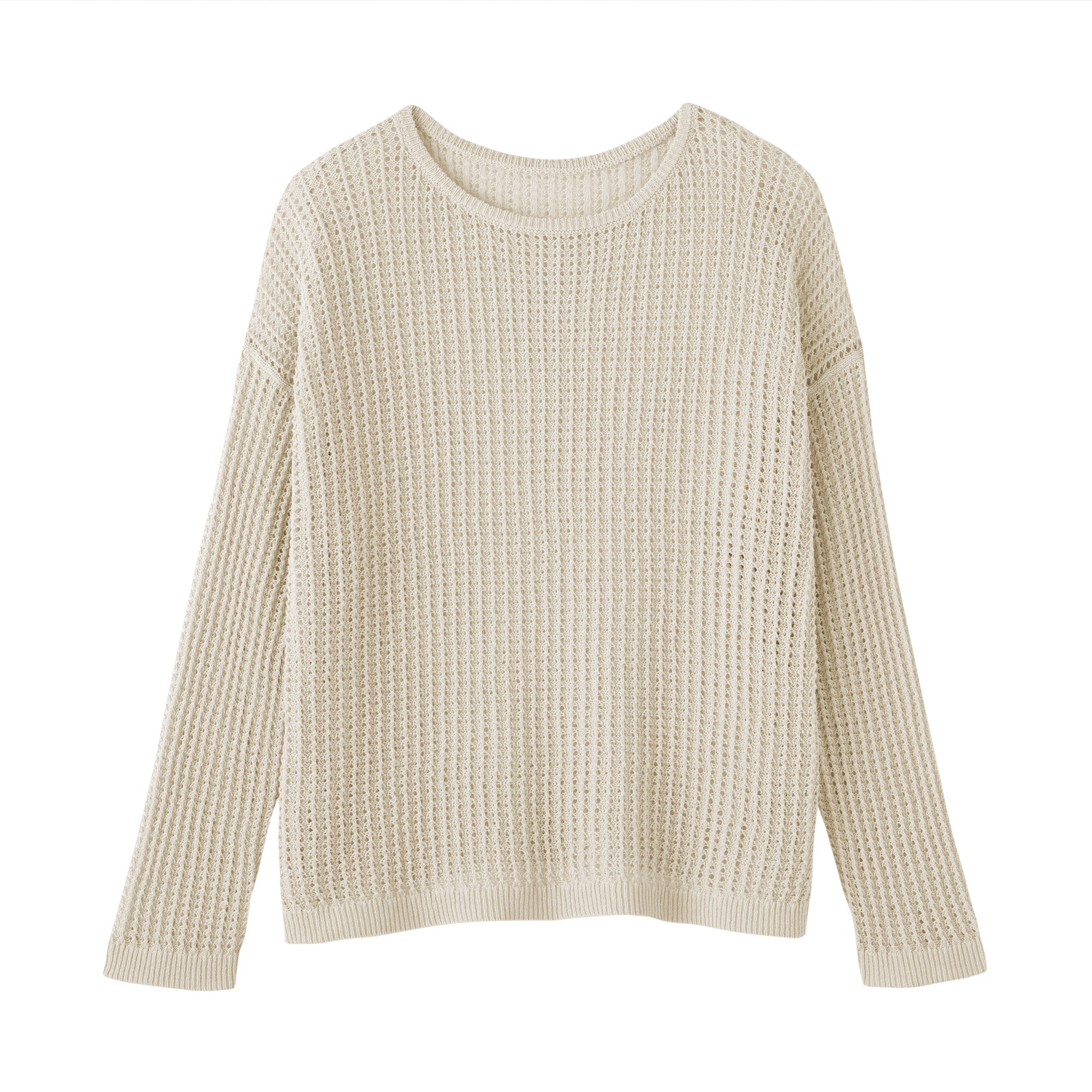 婦人　リネン混透かし編みワイドセーター