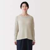 婦人　リネン混透かし編みワイドセーター