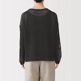 婦人　リネン混透かし編みワイドセーター