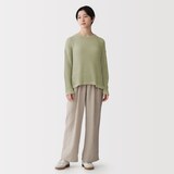 婦人　リネン混透かし編みワイドセーター