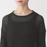 婦人　リネン混透かし編みワイドセーター