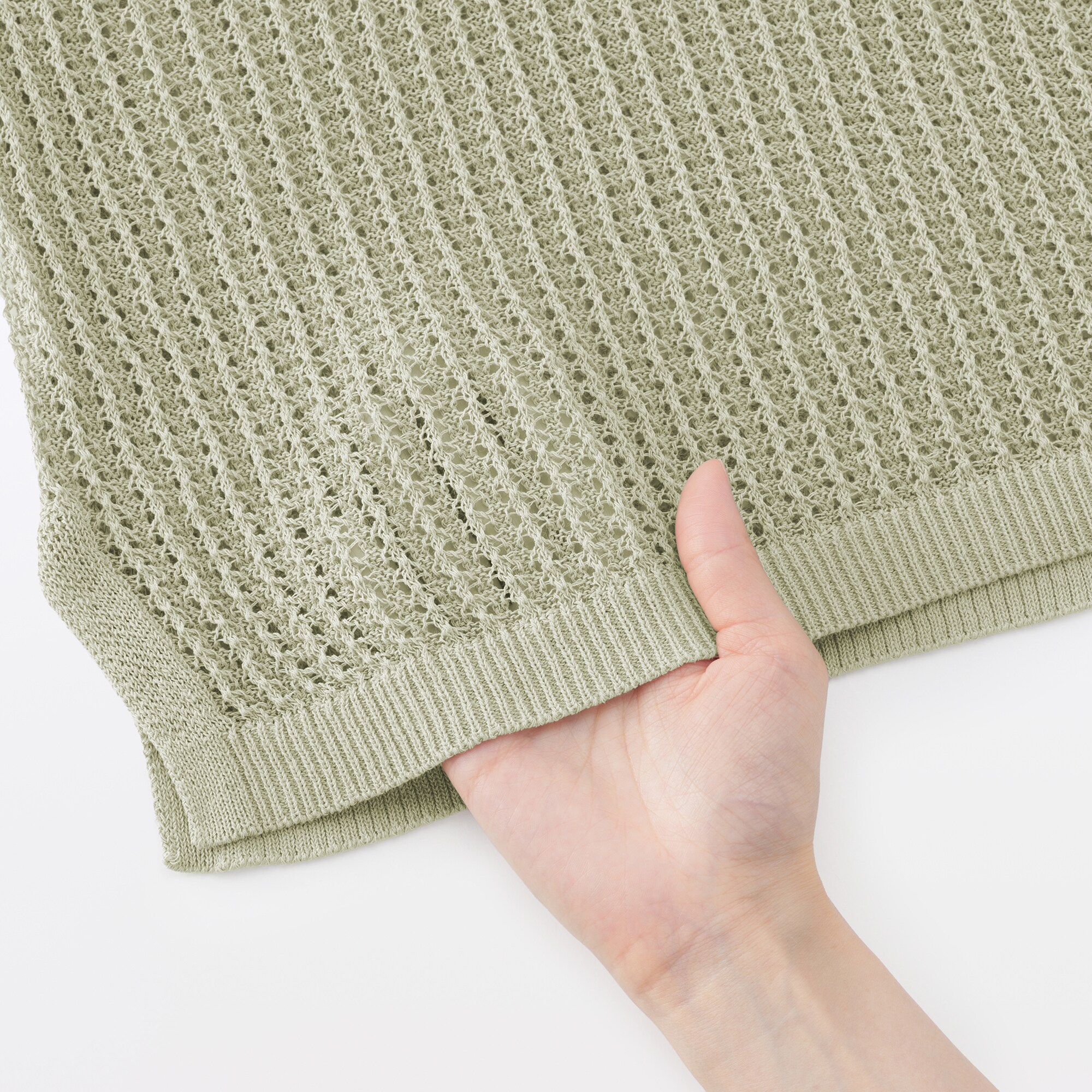 婦人　リネン混透かし編みワイドセーター