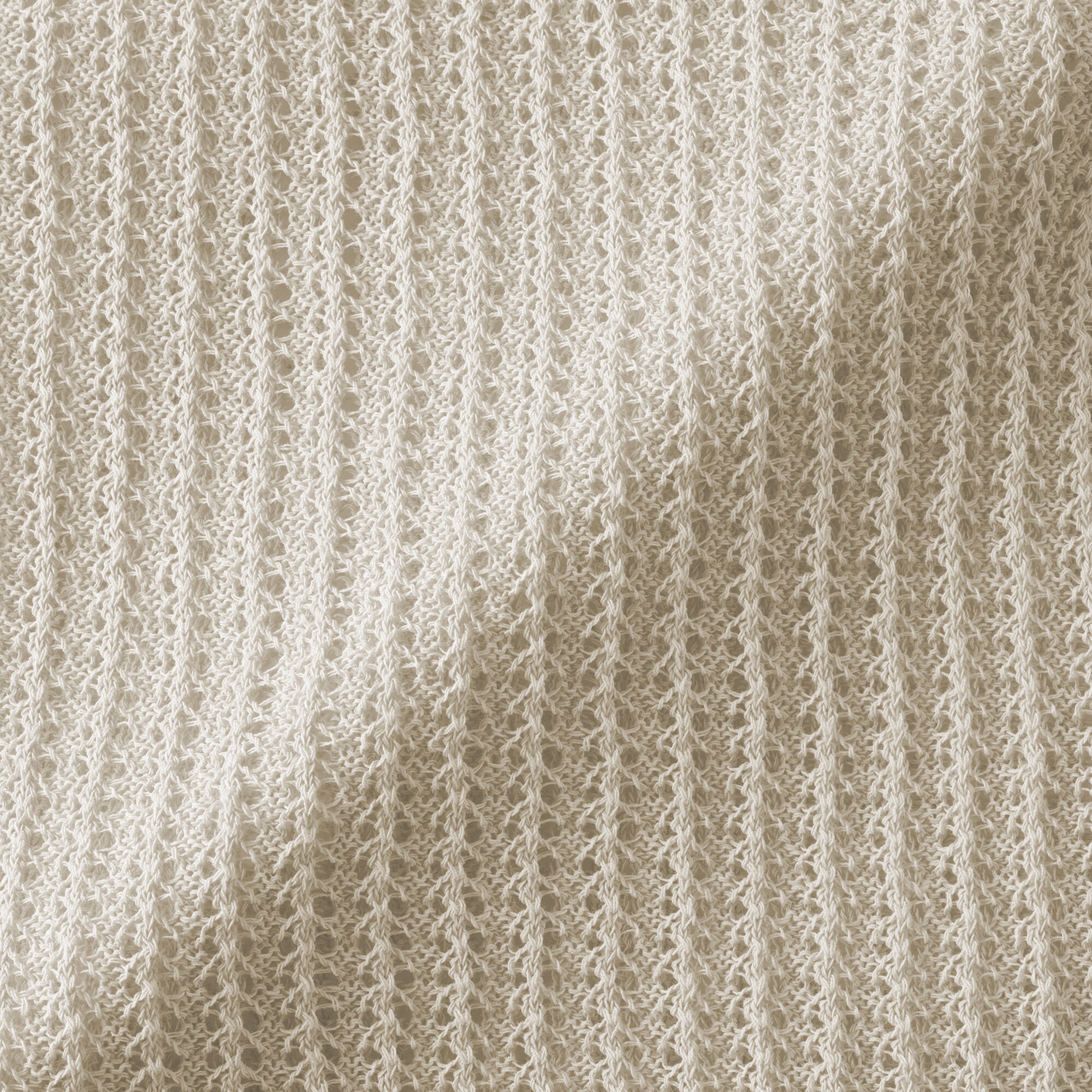 婦人　リネン混透かし編みＶネックカーディガン