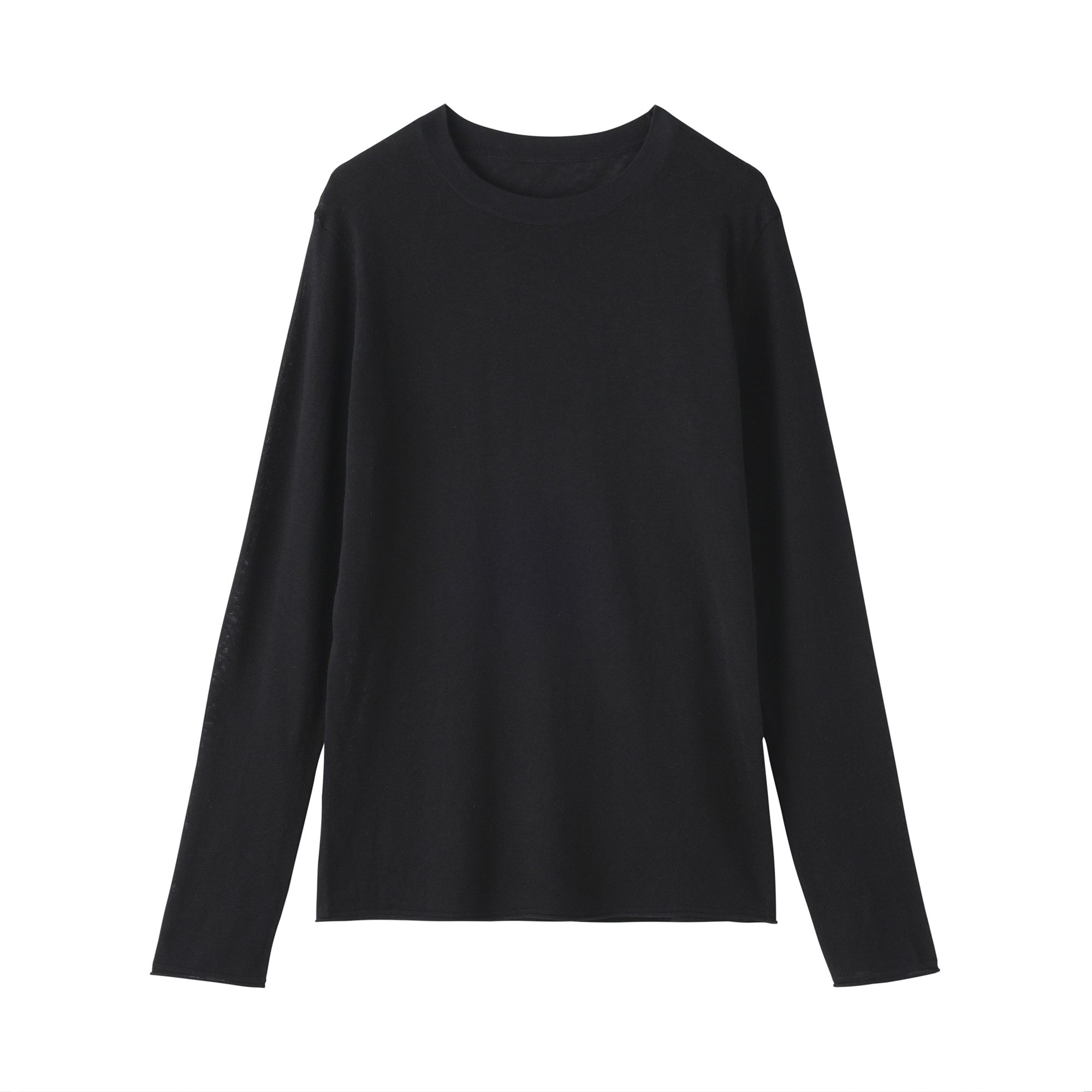 婦人　なめらか天竺編みシアークルーネックセーター