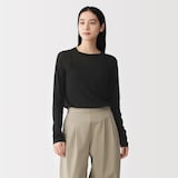 婦人　なめらか天竺編みシアークルーネックセーター