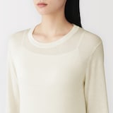 婦人　なめらか天竺編みシアークルーネックセーター