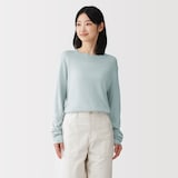 婦人　なめらか天竺編みシアークルーネックセーター