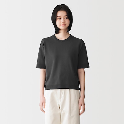 婦人　ＵＶカット強撚コットン五分袖セーター