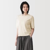 婦人　ＵＶカット強撚コットン五分袖セーター