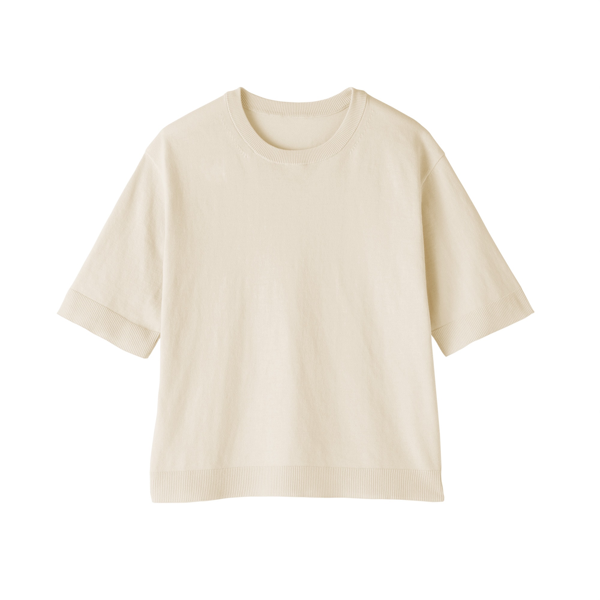 婦人　ＵＶカット強撚コットン五分袖セーター