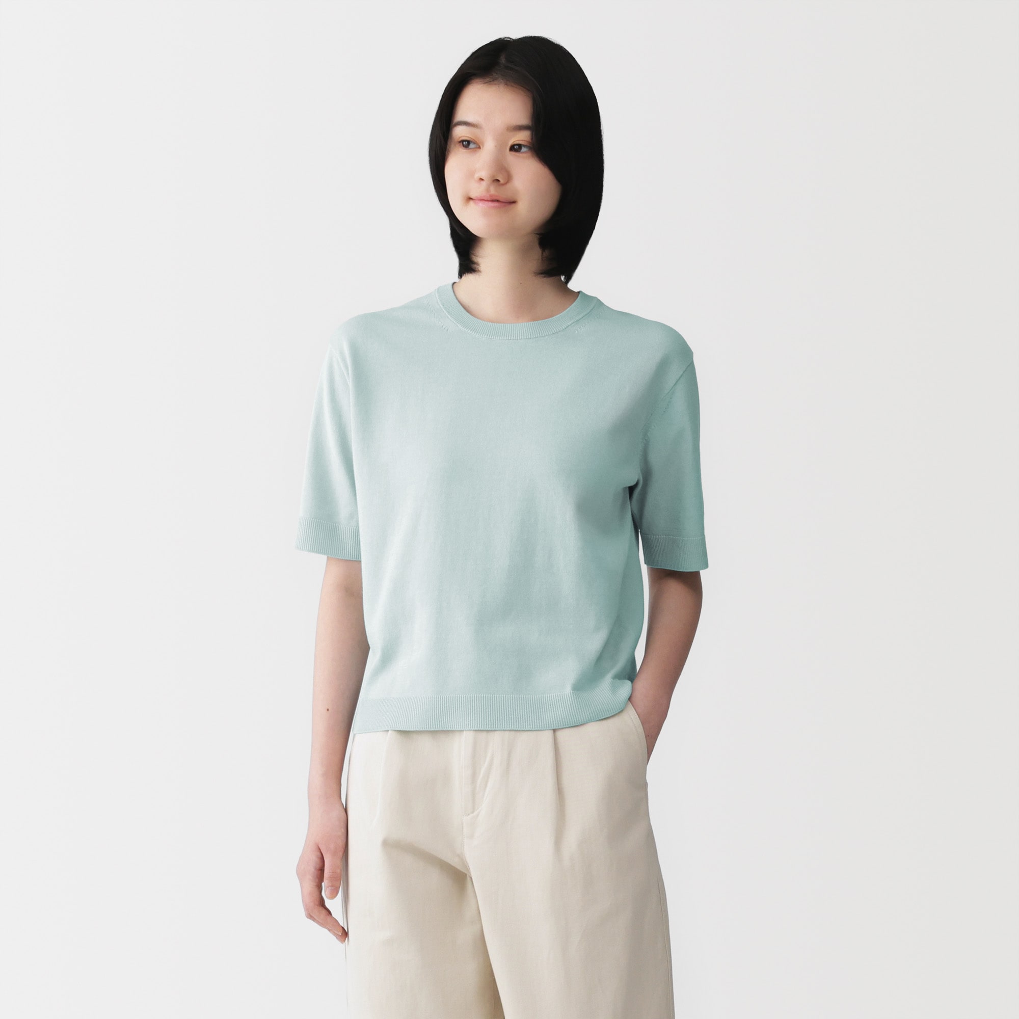 婦人 UVカット強撚コットン五分袖セーター | 無印良品