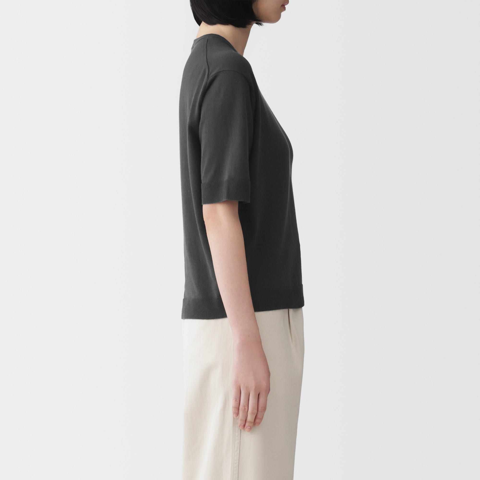 婦人　ＵＶカット強撚コットン五分袖セーター