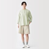 婦人　リネン　洗いざらし　七分袖ブラウス