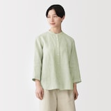 婦人　リネン　洗いざらし　七分袖ブラウス