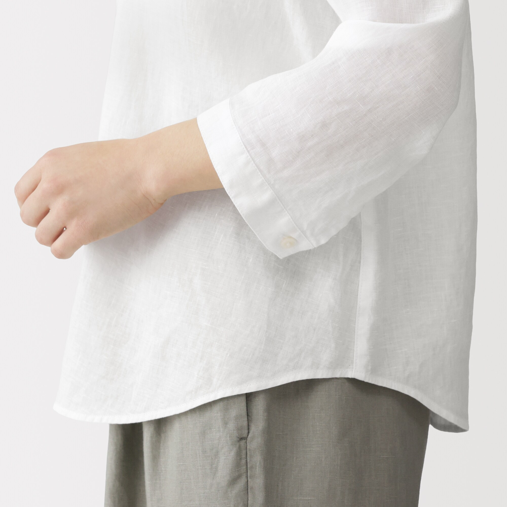 婦人　リネン　洗いざらし　七分袖ブラウス