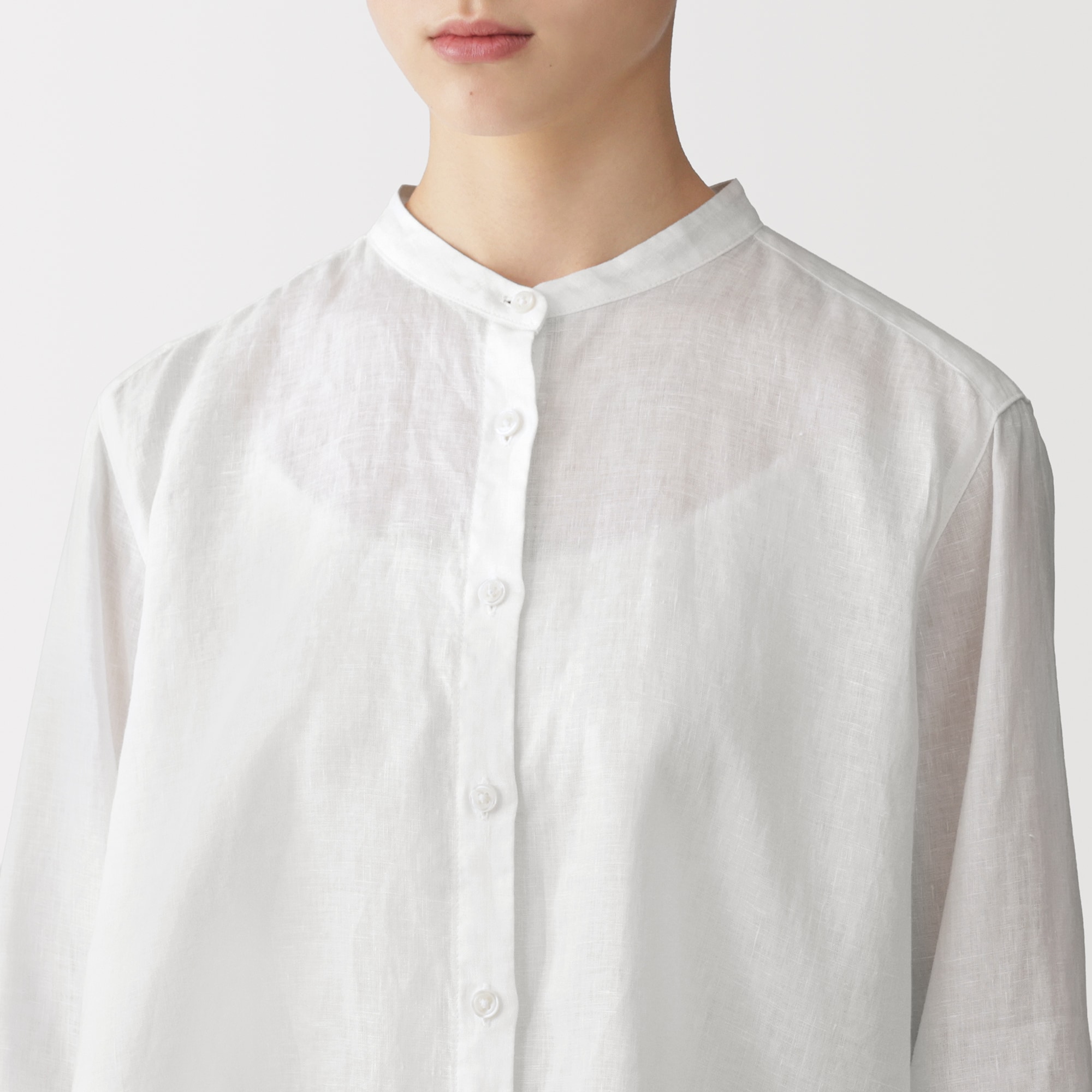 婦人　リネン　洗いざらし　七分袖ブラウス