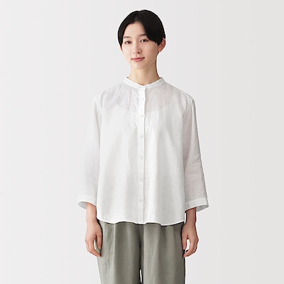 【２月上旬発売予定】婦人　リネン　洗いざらし　七分袖ブラウス