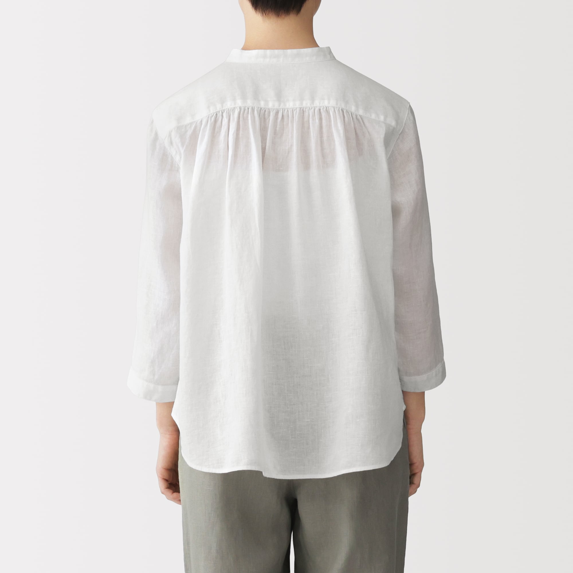 婦人　リネン　洗いざらし　七分袖ブラウス
