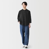 婦人　リネン　洗いざらし　七分袖ブラウス