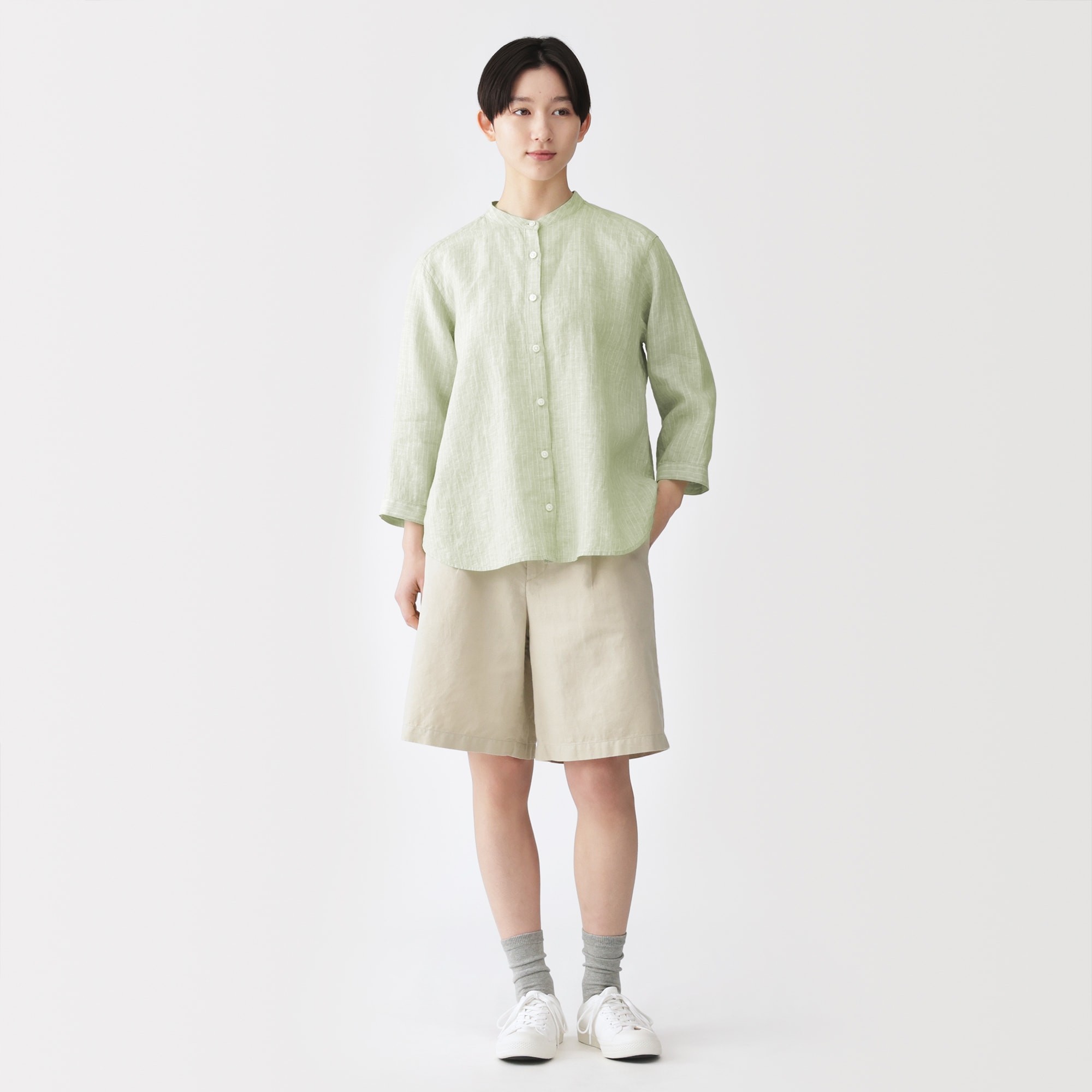 婦人 リネン 洗いざらし 七分袖ブラウス | 無印良品