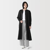 婦人　リネン　洗いざらし　長袖シャツワンピース