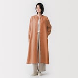 婦人　リネン　洗いざらし　長袖シャツワンピース