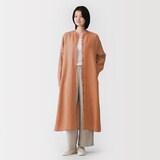 婦人　リネン　洗いざらし　長袖シャツワンピース