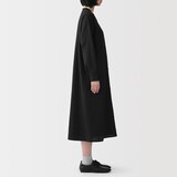 婦人　リネン　洗いざらし　長袖シャツワンピース